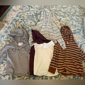 3 Old Navy & 1 Carter’s Hooded Long sleeve Tops - Gray, Maroon, Brown, Cream